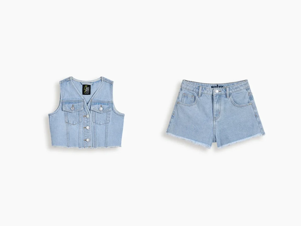 Kids’ Light-Wash Denim Vest and Shorts Set — product overview, style 7E739