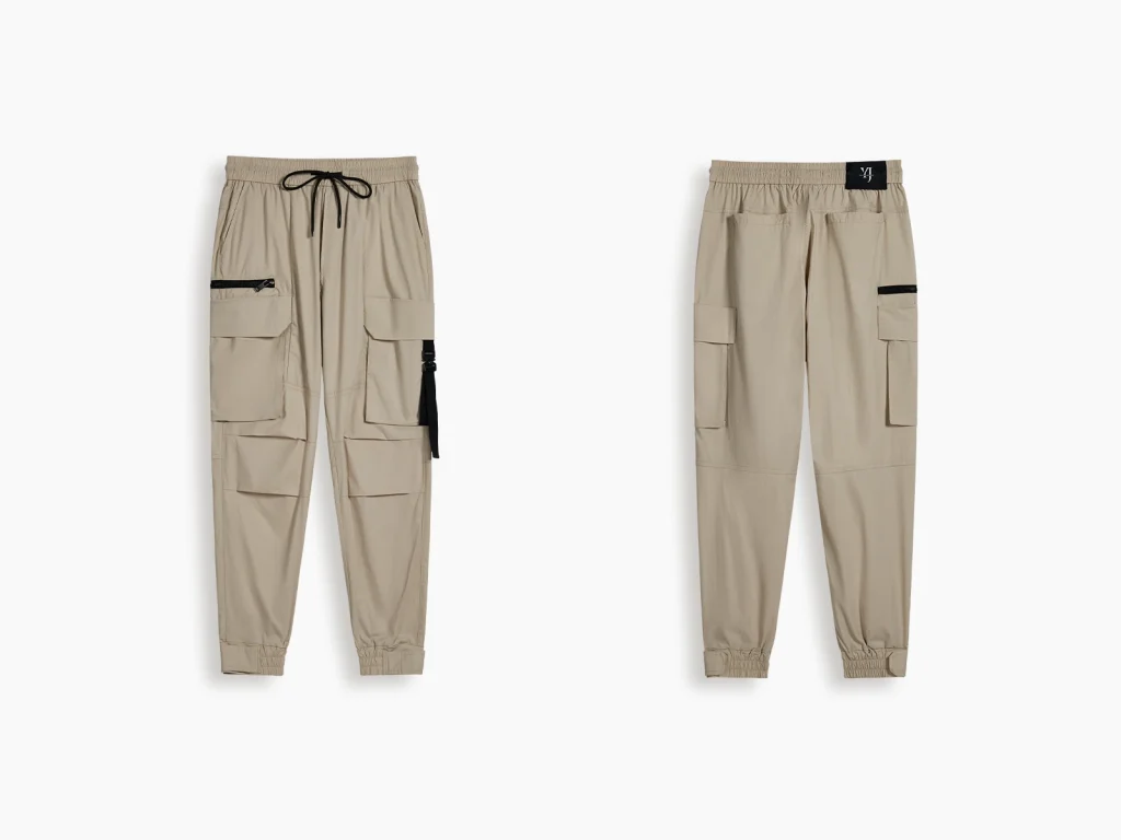 Khaki cargo jogger pants manufacturer overview, style 8244003