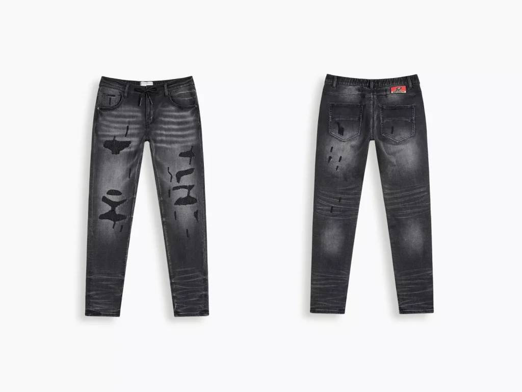 Black ripped slim jeans manufacturer overview, style DJSS2605M