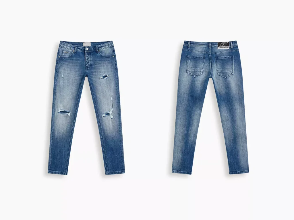 Light blue ripped slim jeans manufacturer overview, style DJSS2611M