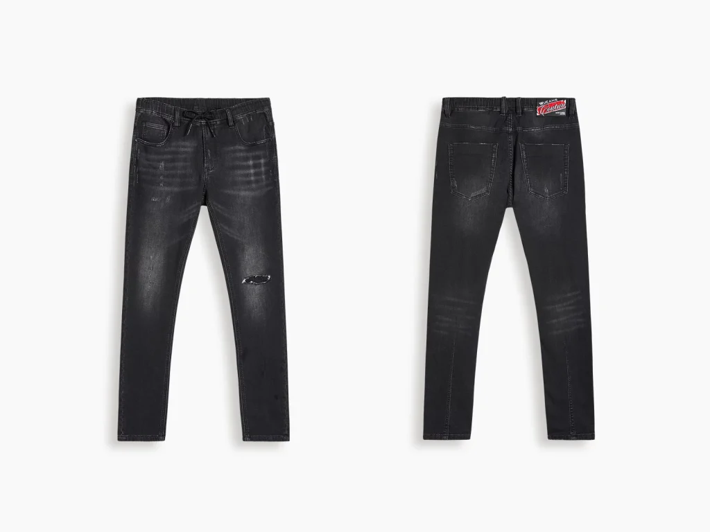 Black speckled wash jeans manufacturer overview, style S26WJJ102