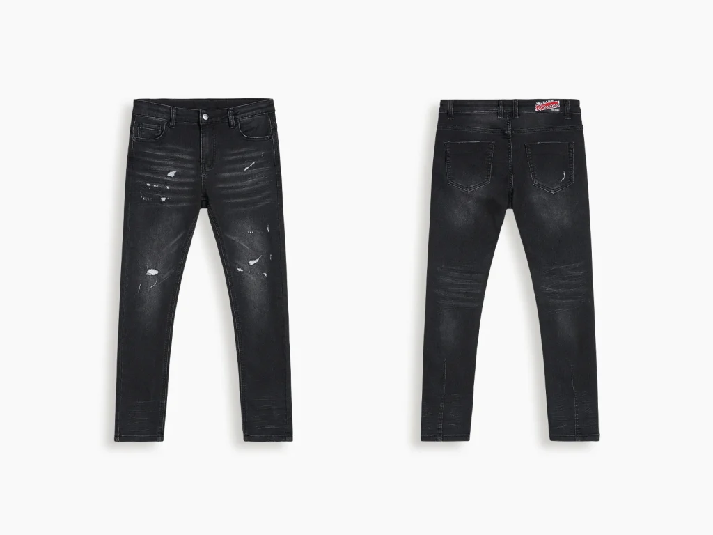 Kids’ Black Whisker-Wash Distressed Slim Jeans — product overview, style S26WJKJ105