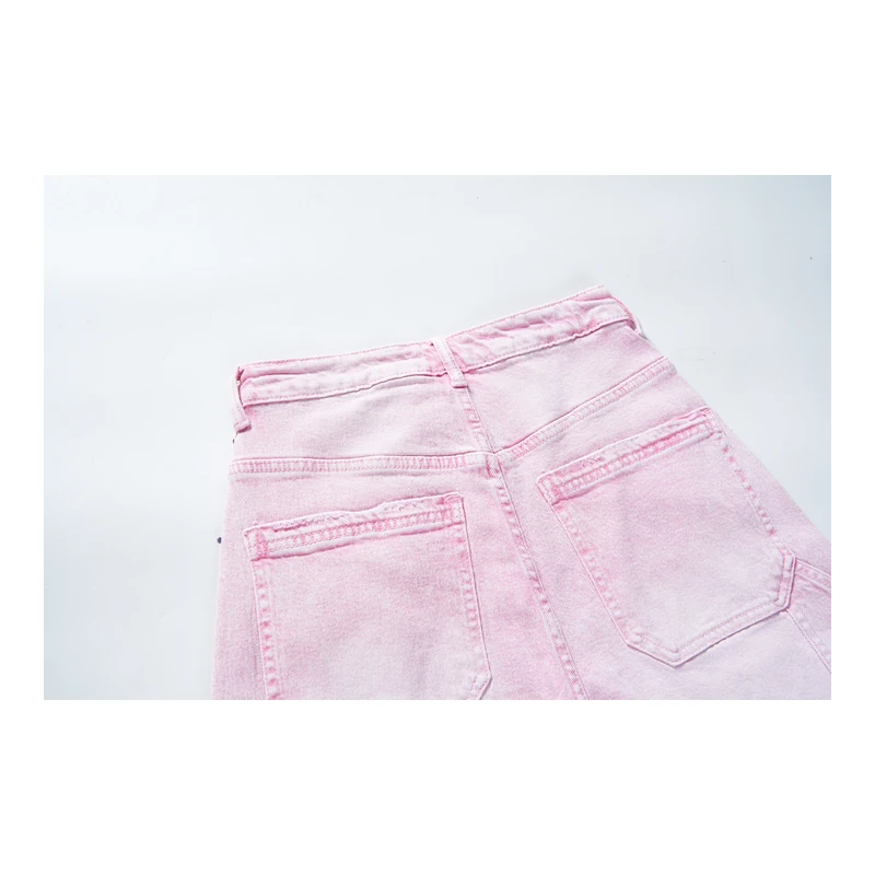 Women’s Pink Rhinestone Cargo Barrel Jeans product view 4, style FX5249