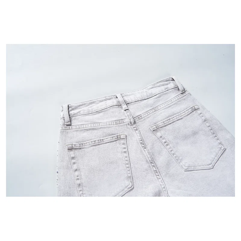 Women’s Grey-Wash Rhinestone Barrel Jeans product view 4, style FX5279