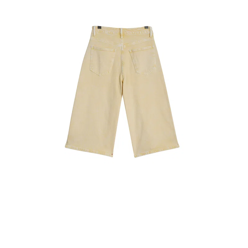 Women’s Pale-Yellow Rhinestone Cropped Wide-Leg Jeans product view 2, style FX5339-4