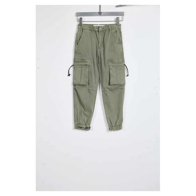 kids-army-green-drawstring-cargo-joggers-2d009-front