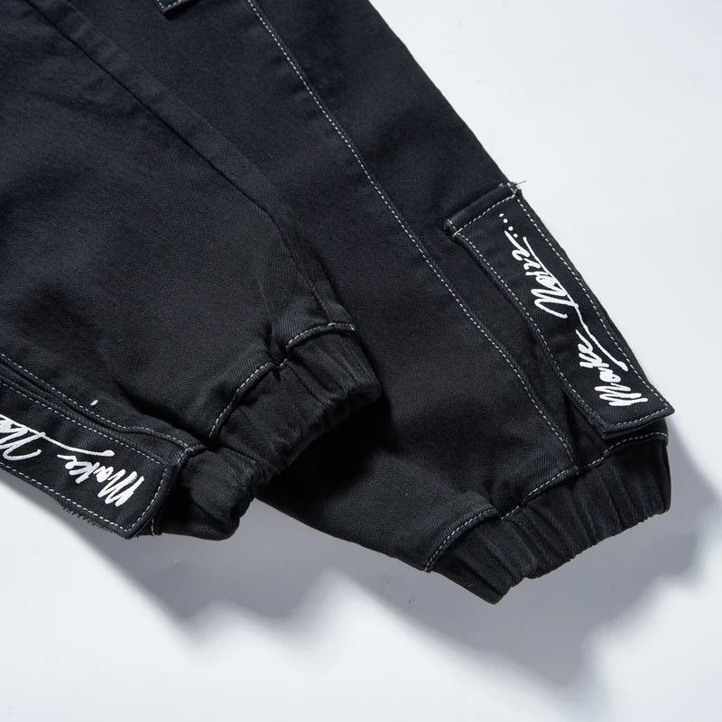 kids-black-contrast-stitch-denim-cargo-joggers-2d007-cuffed-hem-detail