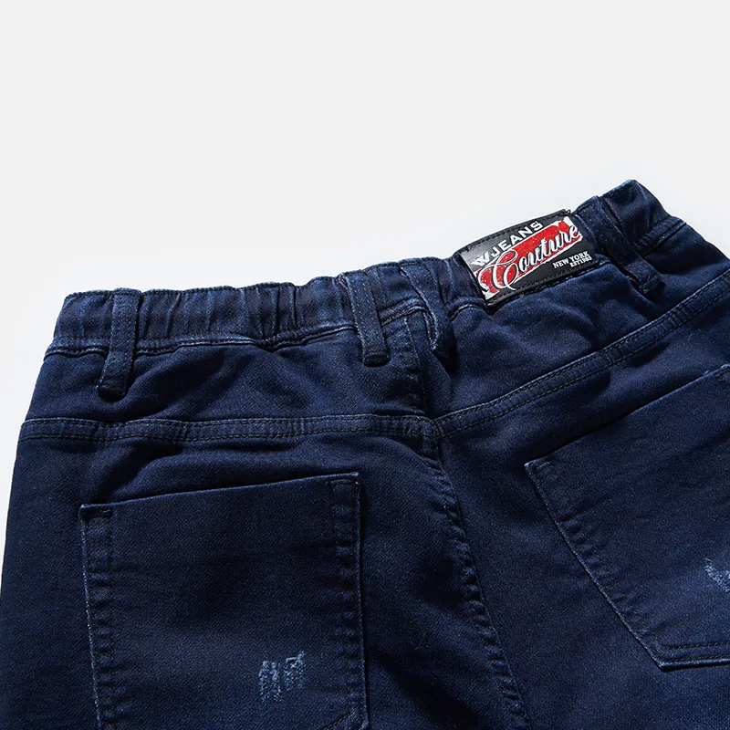 kids-dark-wash-drawstring-tapered-jeans-s26wkj100-back-pocket-detail