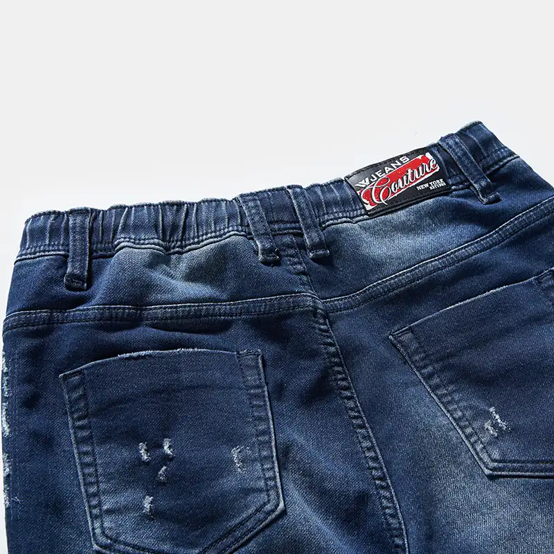 kids-dark-wash-ripped-drawstring-jeans-s26wkj102-back-pocket-detail