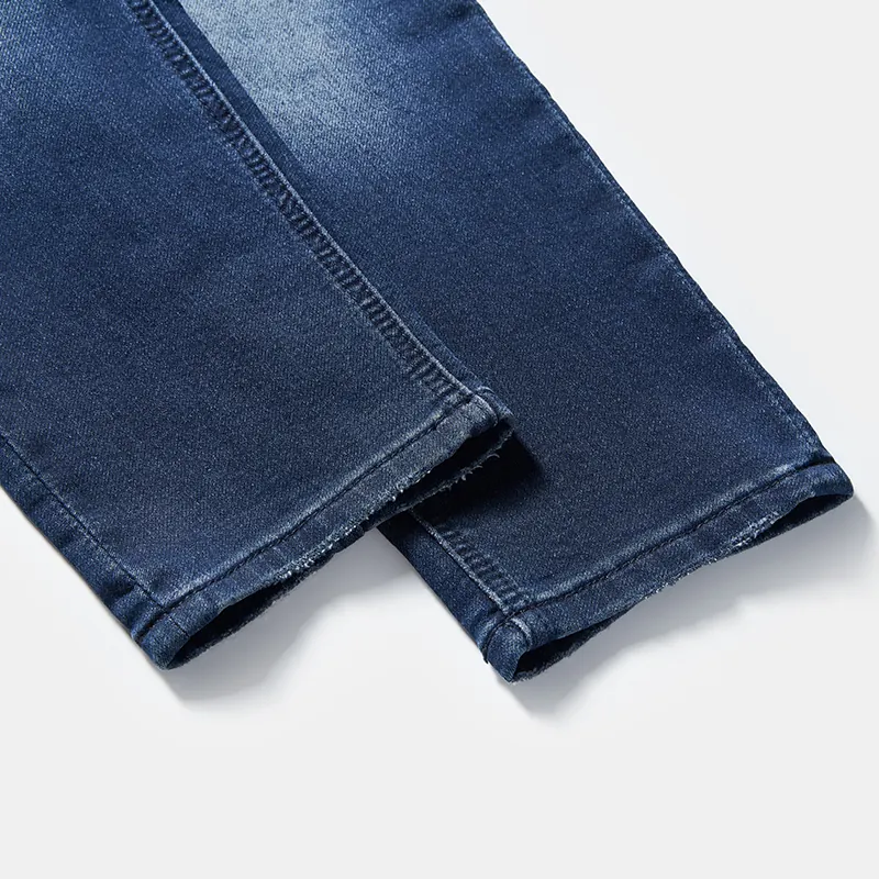 kids-dark-wash-ripped-drawstring-jeans-s26wkj102-finished-hem-detail
