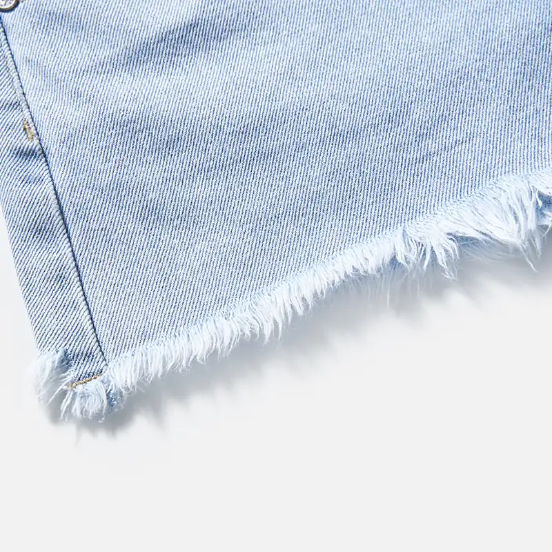 kids-light-wash-denim-vest-shorts-set-7e739-raw-hem-detail