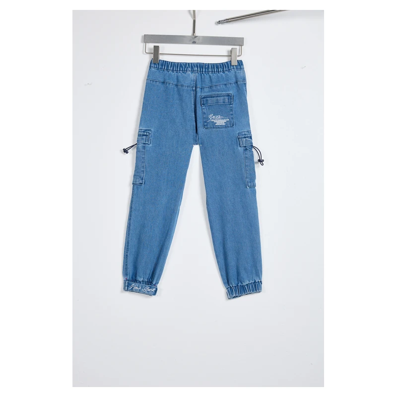 kids-light-wash-drawstring-pocket-denim-cargo-joggers-2d008-back