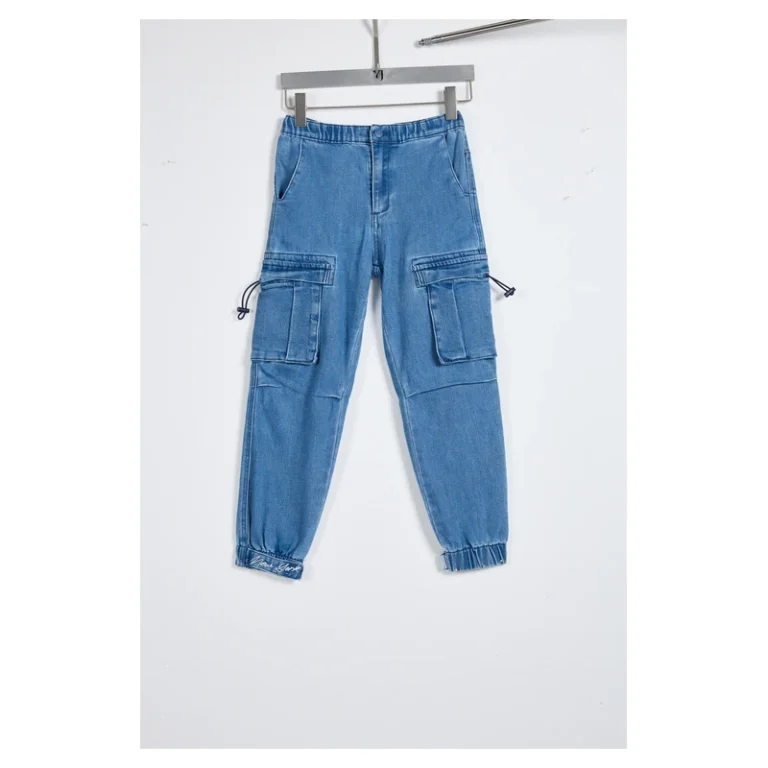 kids-light-wash-drawstring-pocket-denim-cargo-joggers-2d008-front