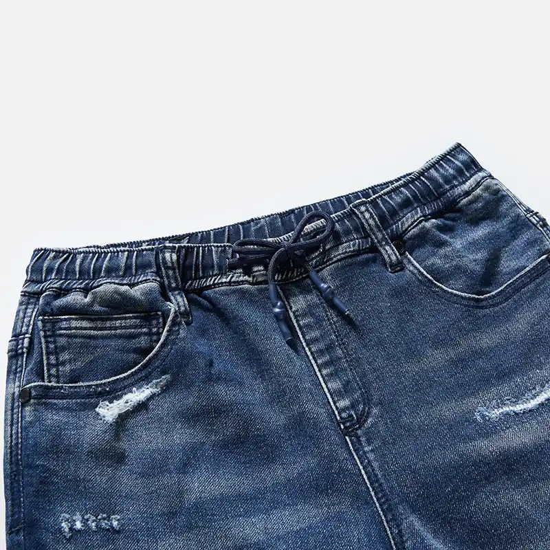 kids-mid-wash-distressed-drawstring-jeans-s26wkj101-blue-distressed-waist-detail
