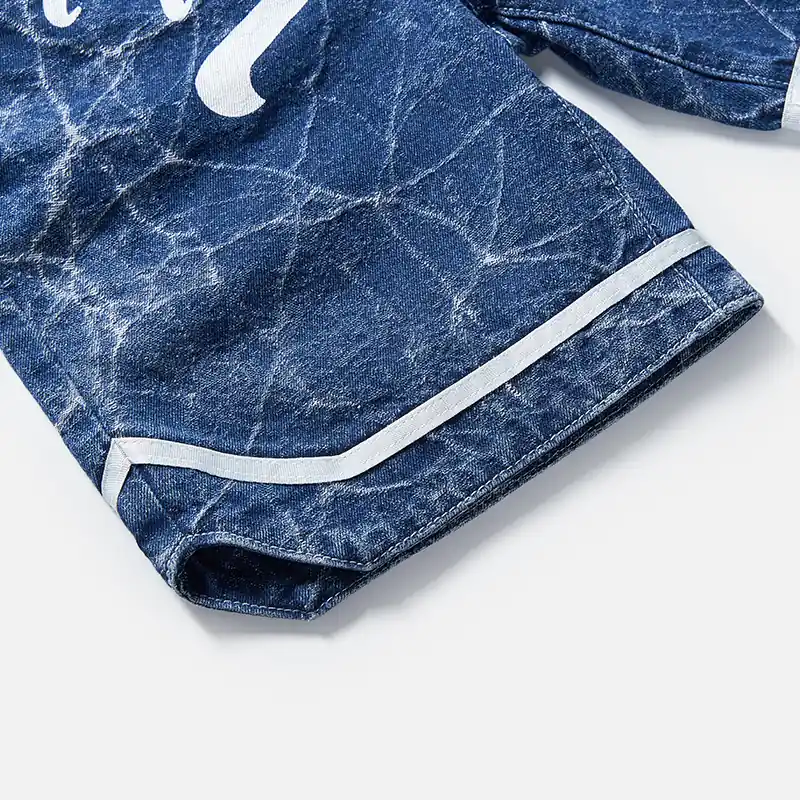 kids-snow-wash-graphic-print-denim-shorts-2e300-contrast-piping-hem-detail