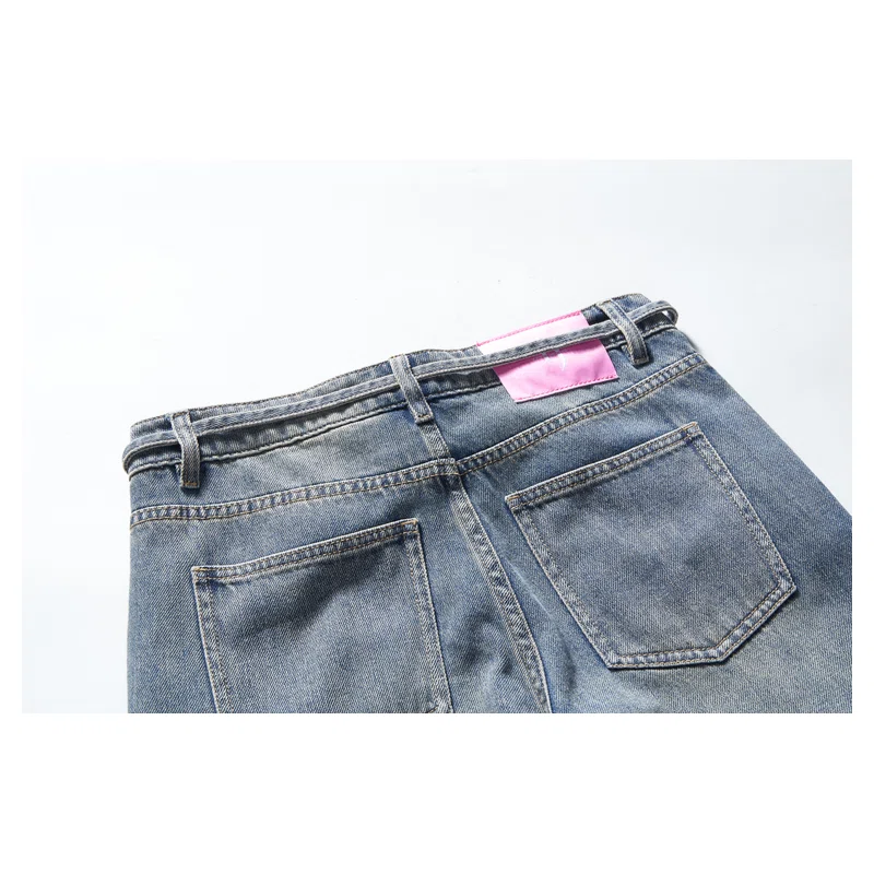 Women’s Vintage-Wash Drawstring Wide-Leg Jeans product view 5, style LC71163-01
