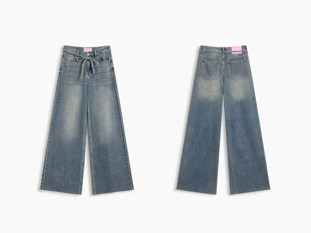 Women’s Vintage-Wash Drawstring Wide-Leg Jeans product overview, style LC71163-01