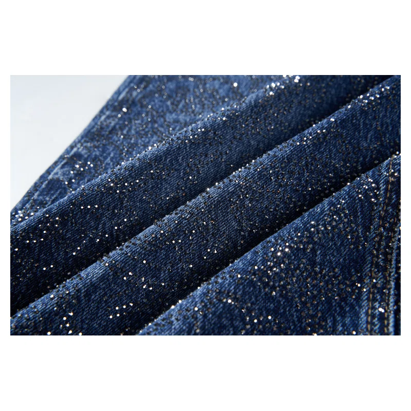 Women’s Dark-Indigo Rhinestone Wide-Leg Jeans product view 6, style Lucas001