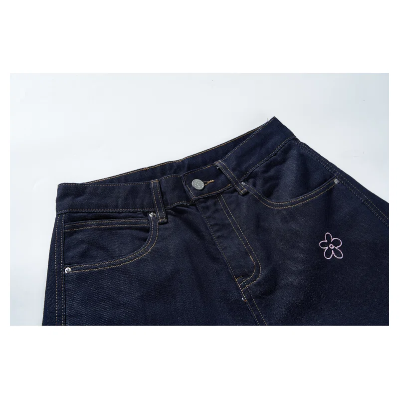 Women’s Dark-Raw Embroidered Cropped Wide-Leg Jeans product view 4, style Lucas002