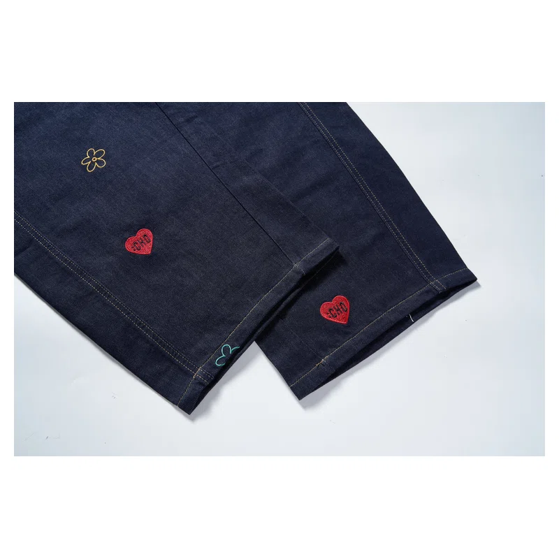 Women’s Dark-Raw Embroidered Cropped Wide-Leg Jeans product view 6, style Lucas002