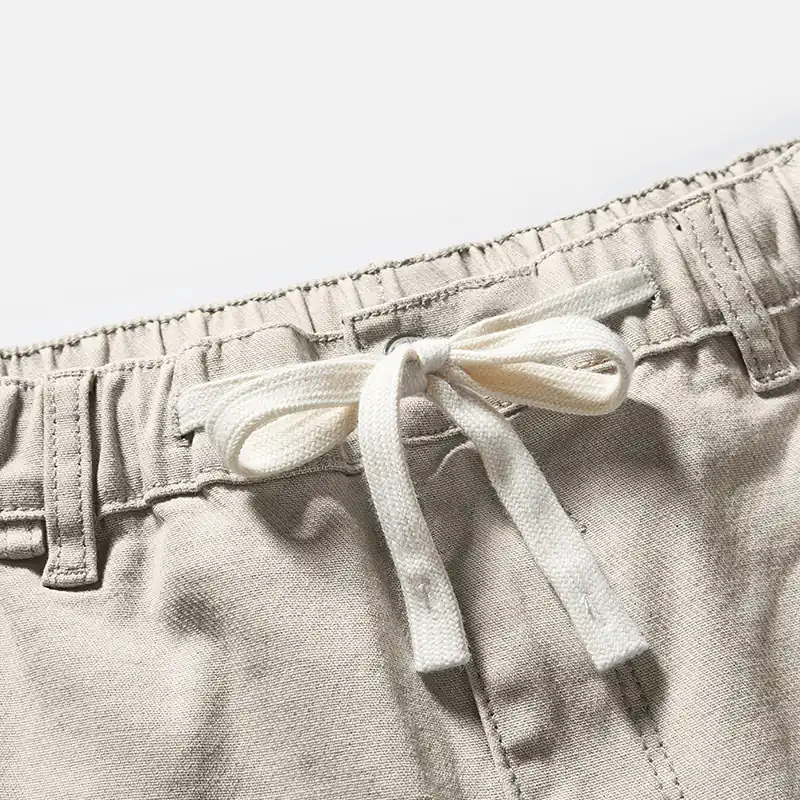 White drawcord and waistband construction detail, style 4E801