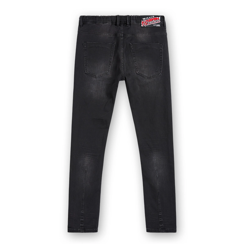 Men's black vintage-wash drawstring slim-straight jeans, back view, style S26WJJ105
