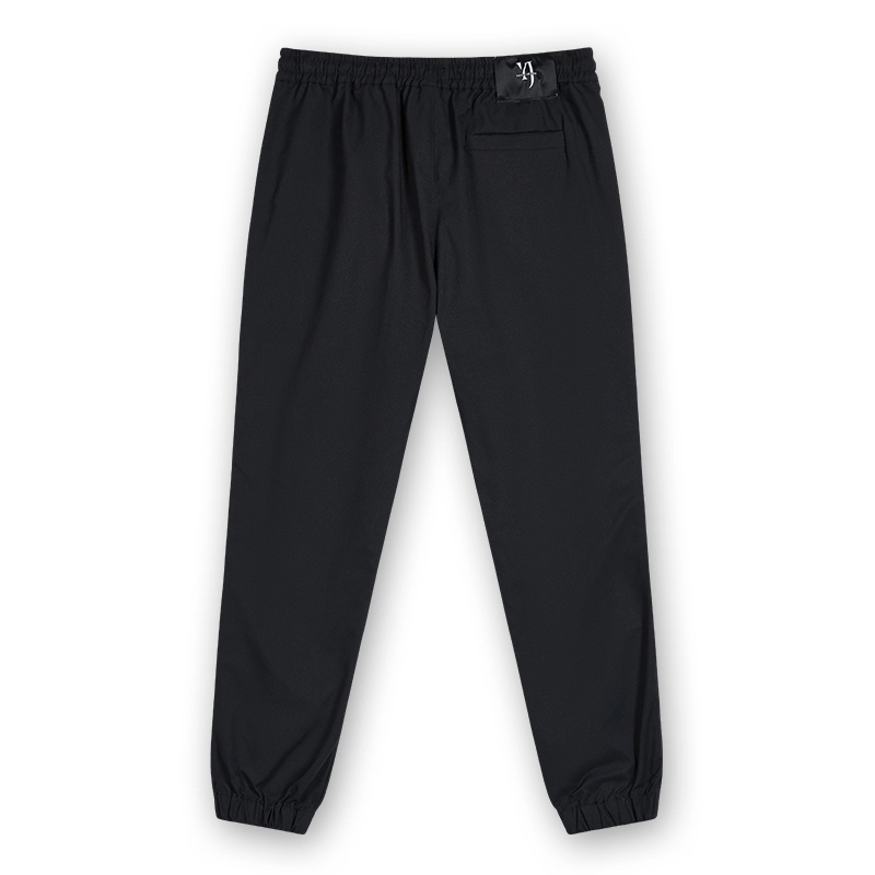 Men's black zip-pocket cargo jogger pants, back view, style 76032