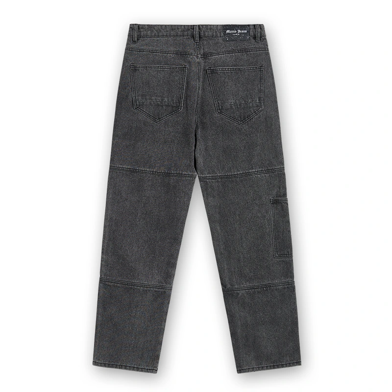 Men's charcoal panel carpenter jeans, back view, style 4C732