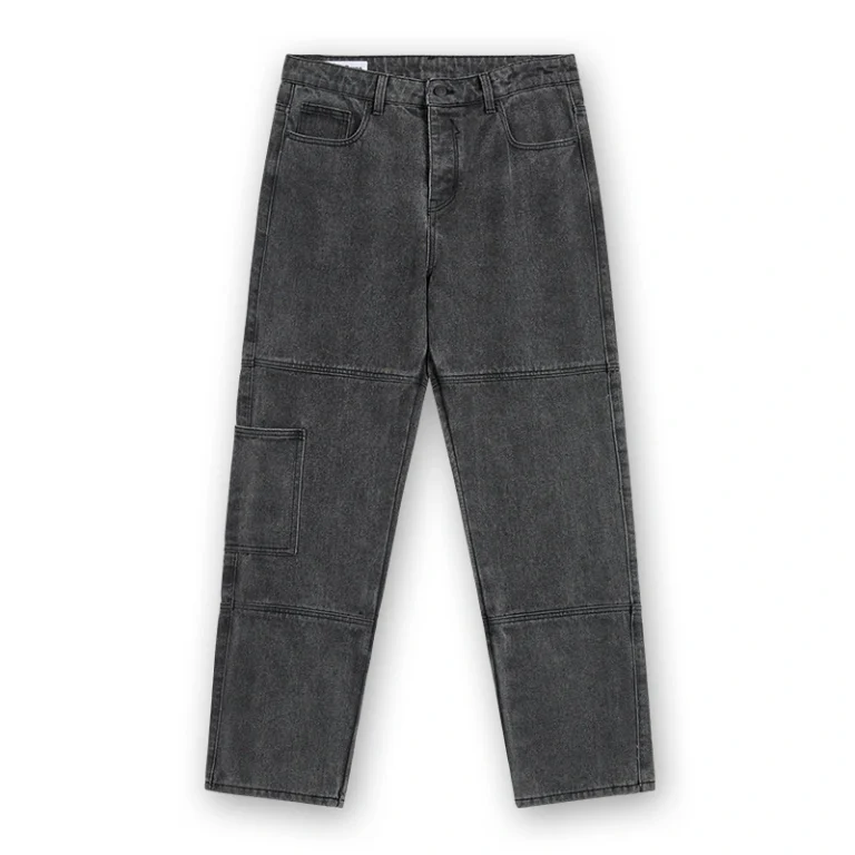 Men's charcoal panel carpenter jeans, front view, style 4C732