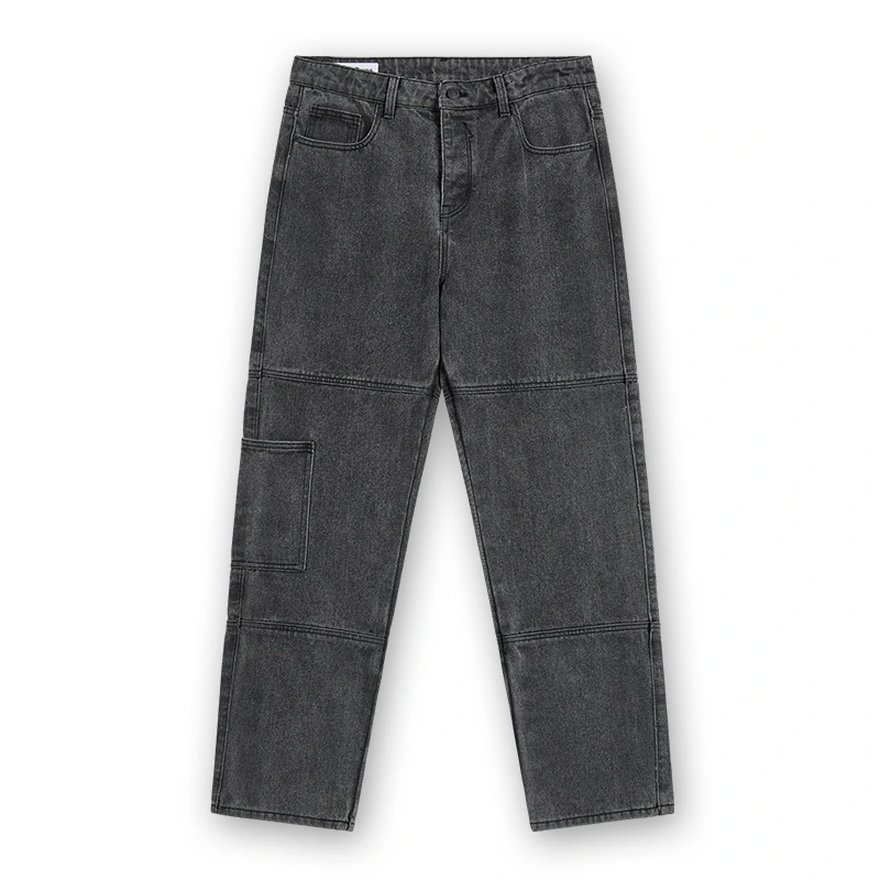 Men's charcoal panel carpenter jeans, front view, style 4C732