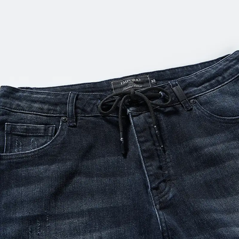 Button front, internal drawstring and indigo fade detail, style DJFW2508M