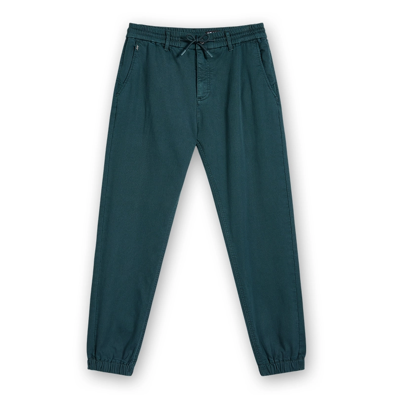 Men's deep teal drawstring denim jogger pants, front view, style 4264553