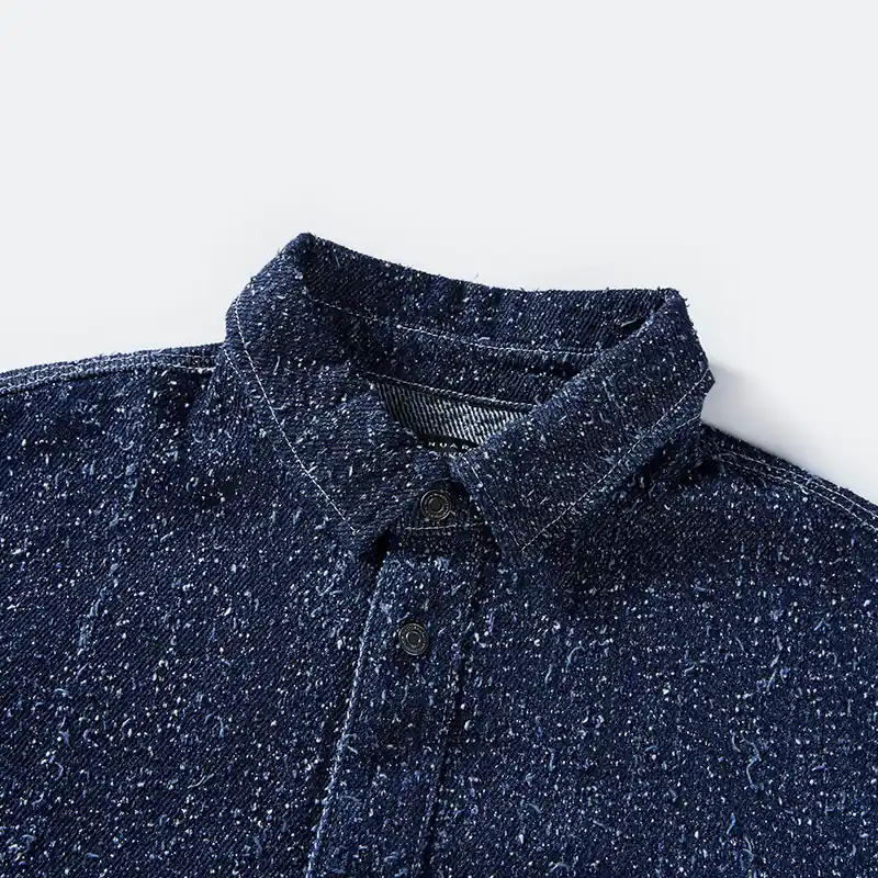 Point collar, button placket and fleck texture detail on shirt style 4264551