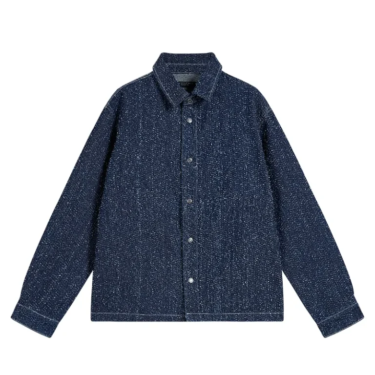 Men's indigo fleck jacquard shirt, front view, style 4264551