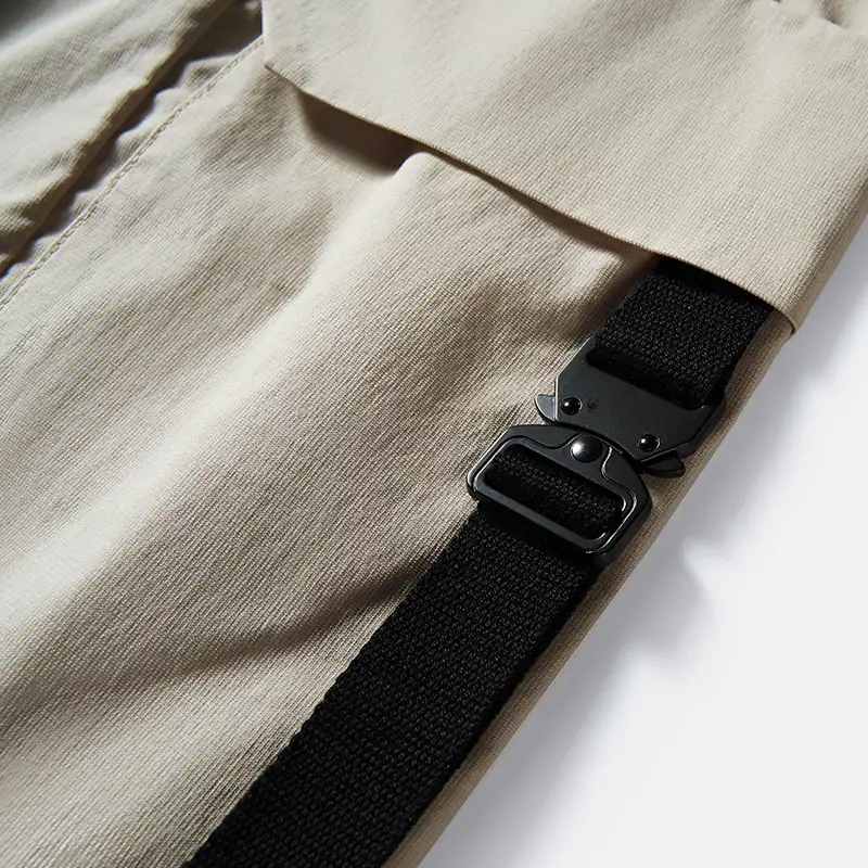 Black adjustable webbing buckle on cargo pocket, style 8244003