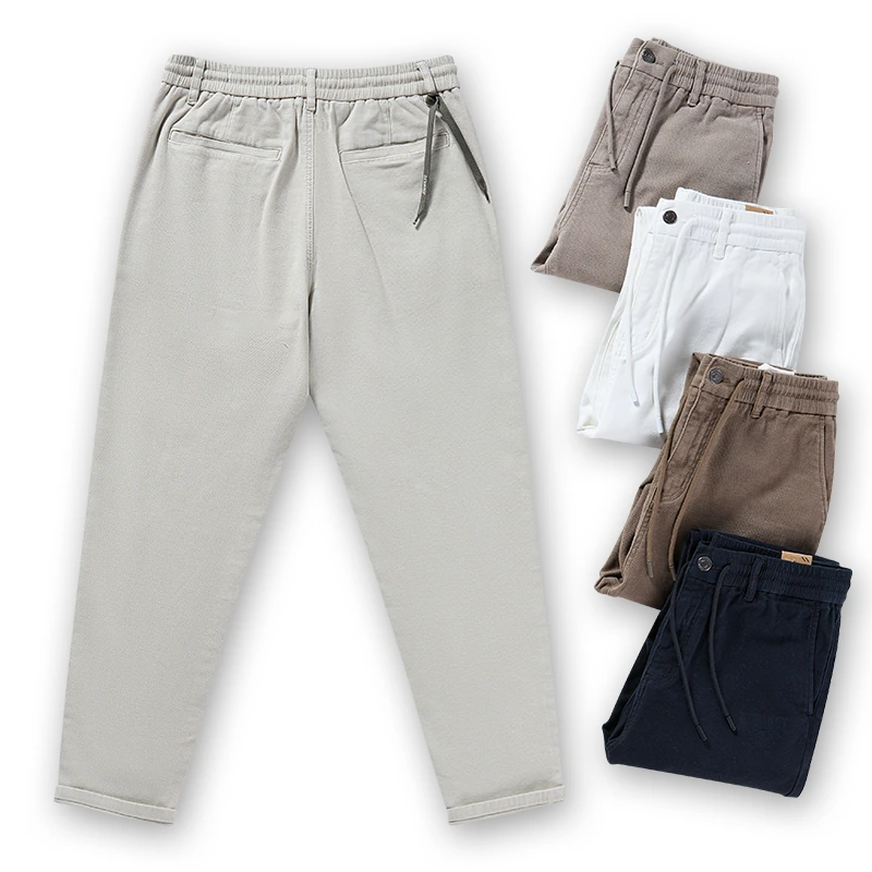 Men's light stone textured drawstring tapered pants back view with color references, style 4264552