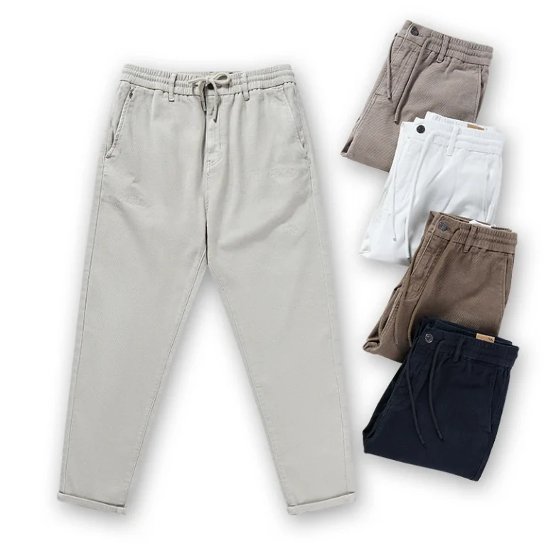 Men's light stone textured drawstring tapered pants front view with color references, style 4264552