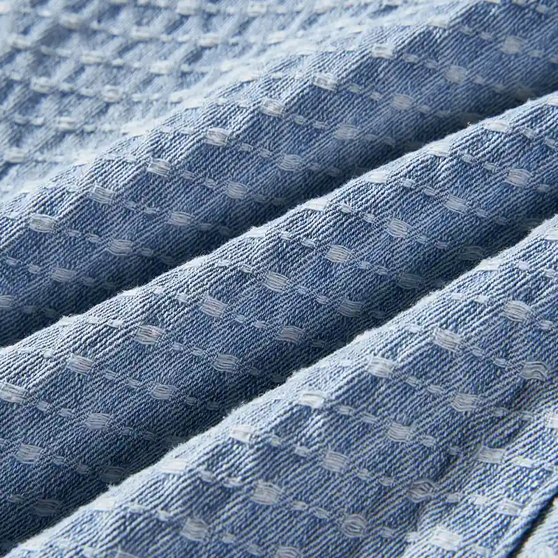Light blue three-dimensional bubble-grid denim texture, style 4264567
