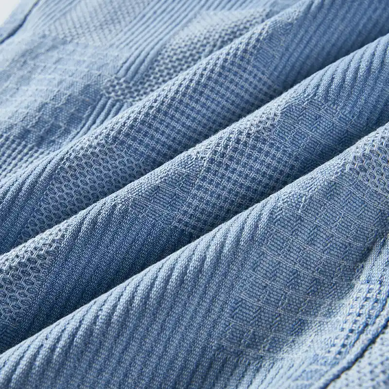 Light blue patchwork jacquard denim texture detail for style 4164556