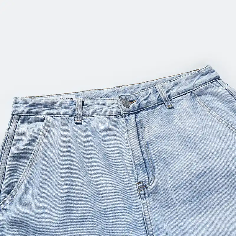 Button waist and slant pocket detail on jeans style 4D715