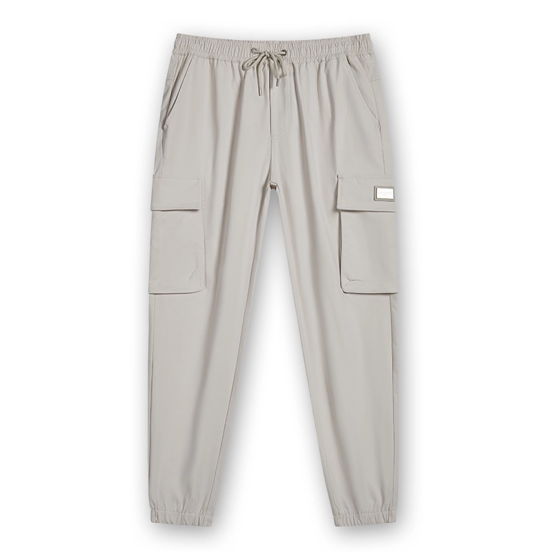 Men's lightweight drawstring cargo jogger pants, front view, style 1-2115