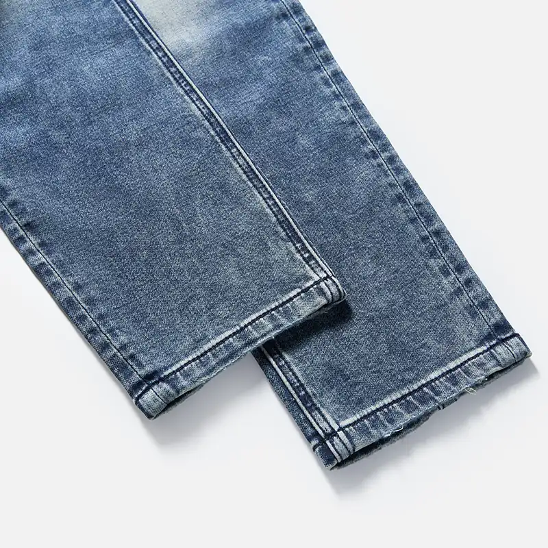 Men's vintage blue drawstring straight-leg jeans, back pocket detail, style S26WJJ101