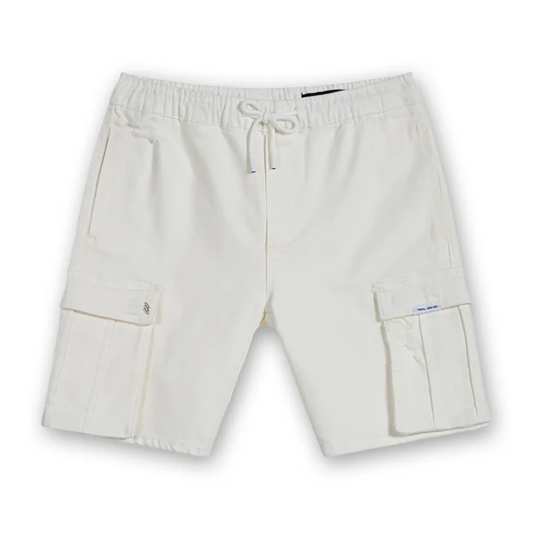 Men's white blue-tab cargo shorts, front view, style 4254589