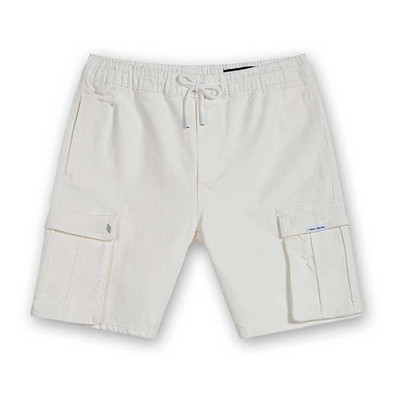 Men's white blue-tab cargo shorts, front view, style 4254589