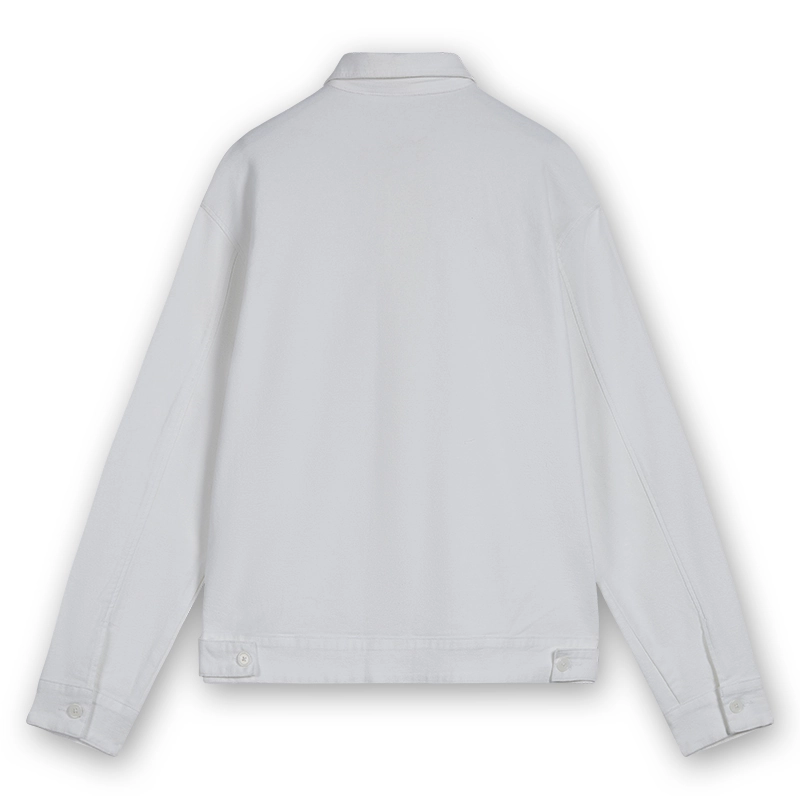 Men's white patch-pocket overshirt jacket, back view, style 4141027