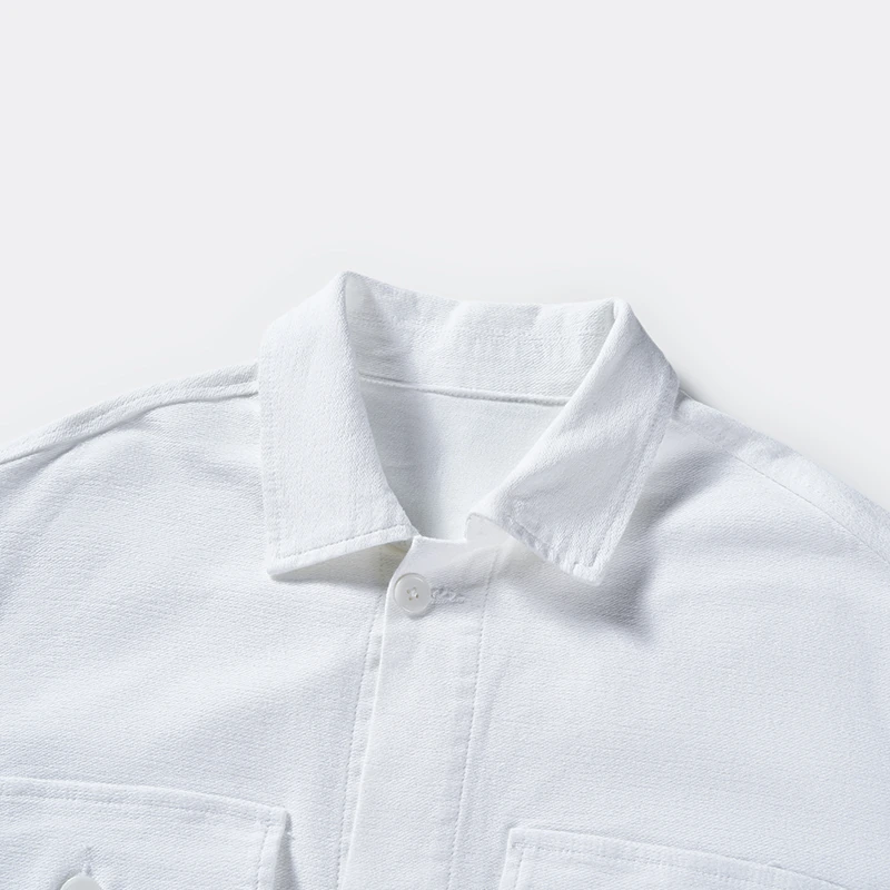Point collar, button placket and chest pocket detail, style 4141027