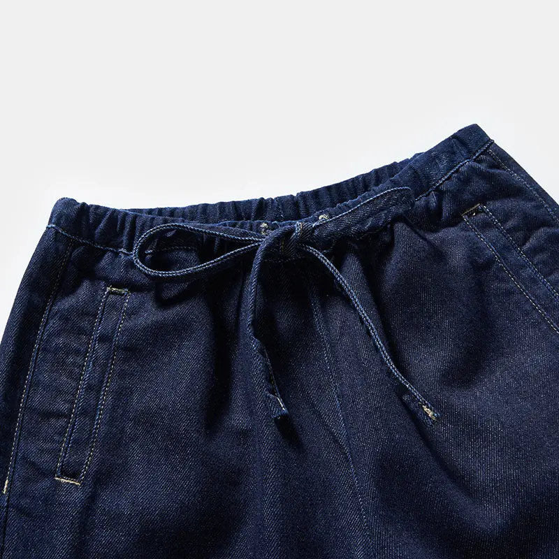 Elastic drawstring waistband detail on women's wide-leg jeans style 57065